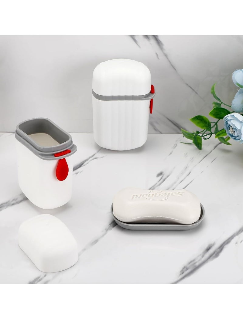A small, reusable white plastic soap dish with a lid, perfect for the bathroom, gym, hiking, camping, and travel. - Image 3
